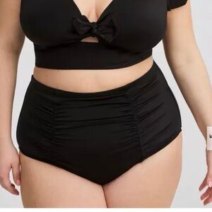 Torrid Black High-Waisted ruched Bikini bottoms